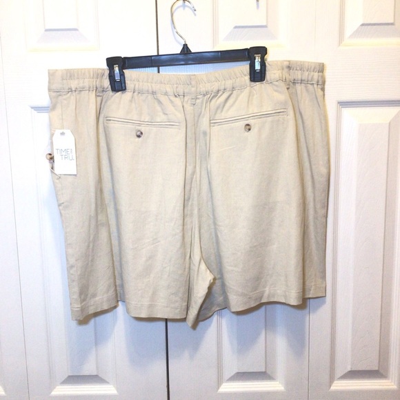 Time And Tru Plus Size Womens Beige Linen Blend Pleated 5” Shorts Size XXXL (22) - Picture 9 of 11